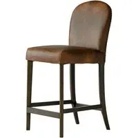 Arched Bar Stool with Brass Studs - Brown, Leather