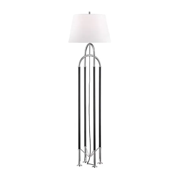 Arched Floor Lamp with Leather - Nickel, Metal image