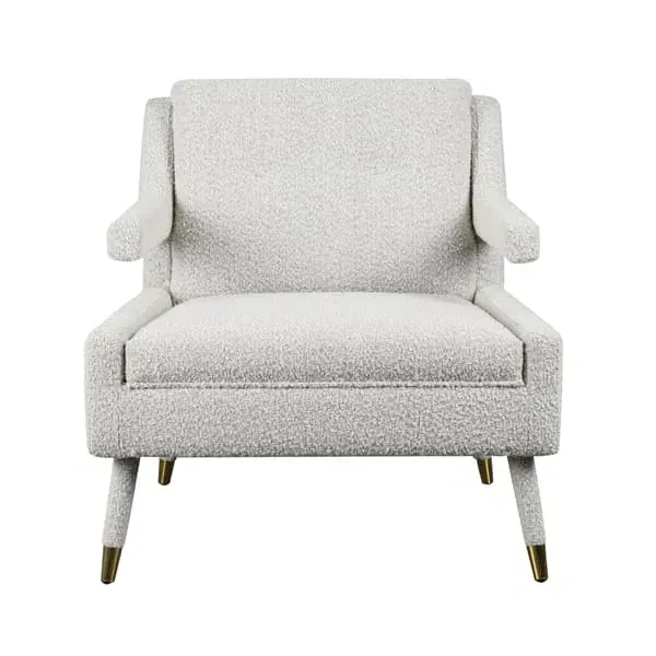 Armchair with Brass Legs - Light Neutral, Bouclé