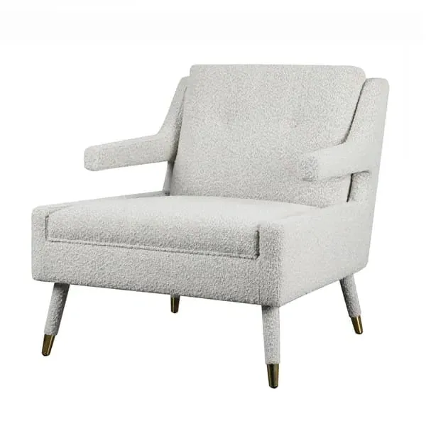 Armchair with Brass Legs - Light Neutral, Bouclé image