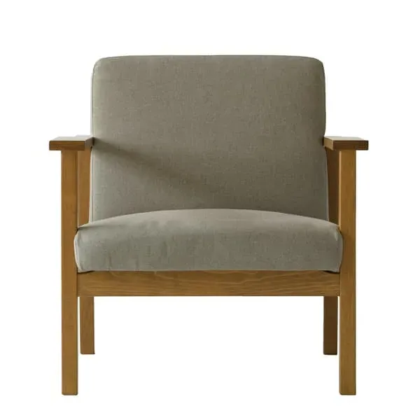 Armchair with Compass Legs - Grey, Linen