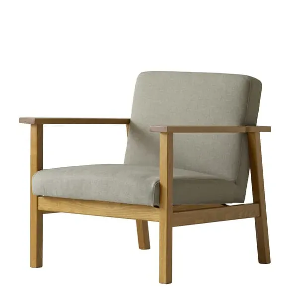 Armchair with Compass Legs - Grey, Linen image