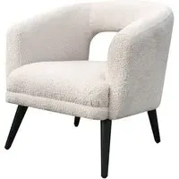 Armchair with Cut-Out Back - Light Neutral, Boucle