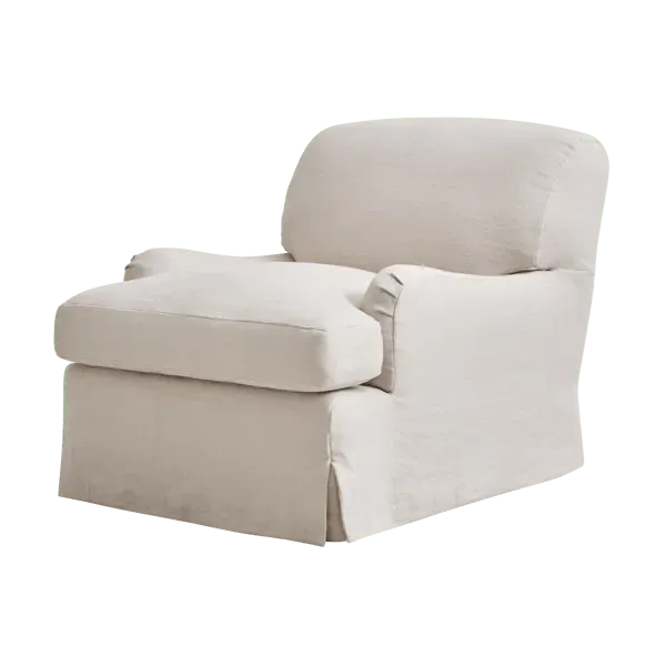 Armchair with Rolled Arms - Light Neutral, Linen