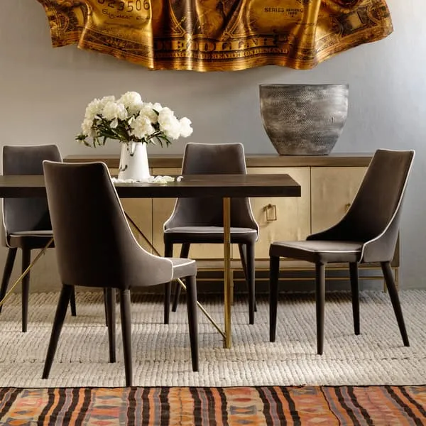 Armless Dining Chair - Grey, Velvet