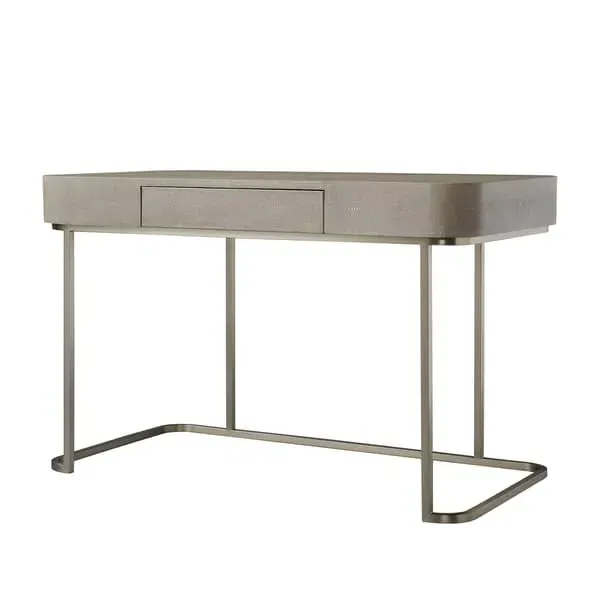 Art Deco Writing Desk with Drawer - Grey, Steel image