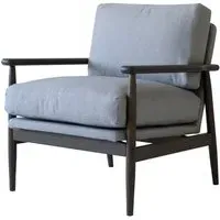 Augustus Armchair with Wood Frame - Stone, Fabric