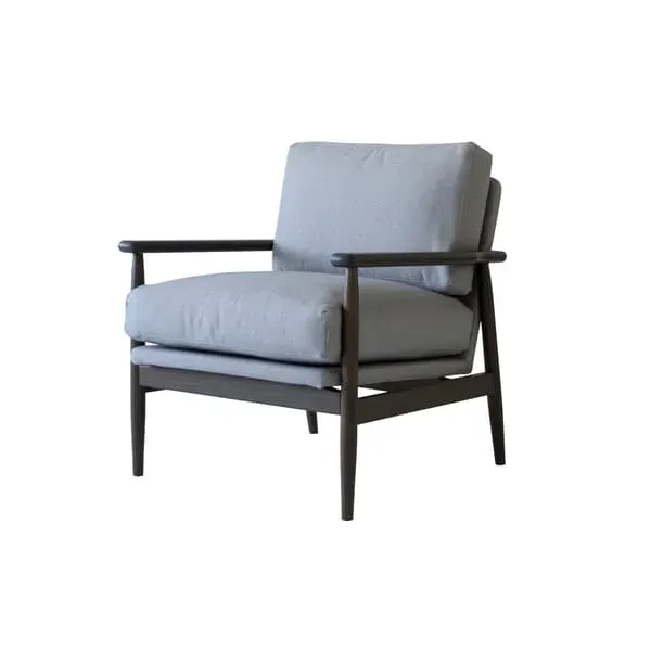 Augustus Armchair with Wood Frame - Stone, Fabric