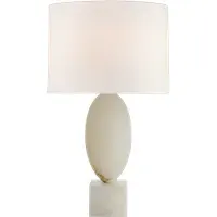 Balanced Oval Table Lamp with Cube Base - White, Metal
