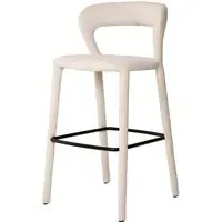 Bar Stool with Curved Back - White, Boucle