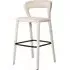 Bar Stool with Curved Back - White, Boucle