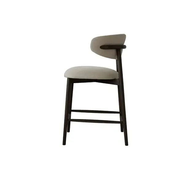 Bar Stool with Curved Design - Light Neutral, Linen