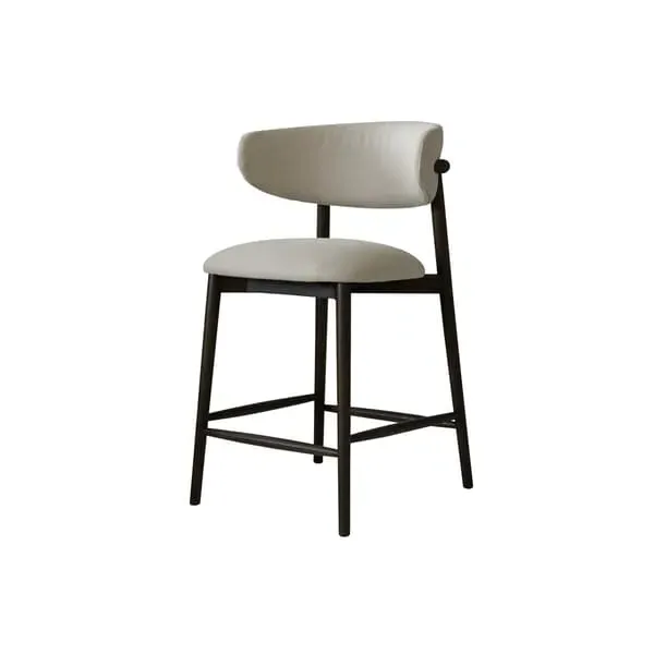 Bar Stool with Curved Design - Light Neutral, Linen image