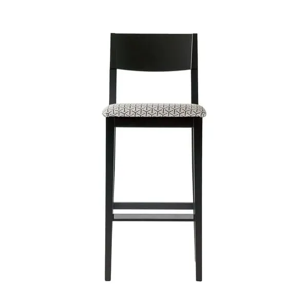 Bar Stool with Footrest - Grey, Linen