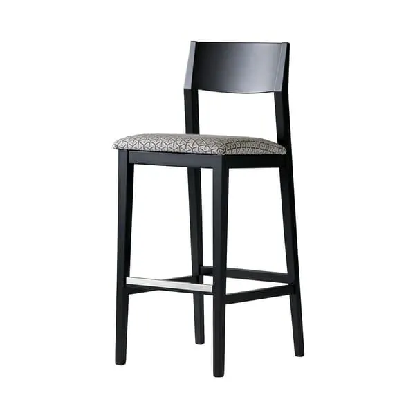 Bar Stool with Footrest - Grey, Linen image