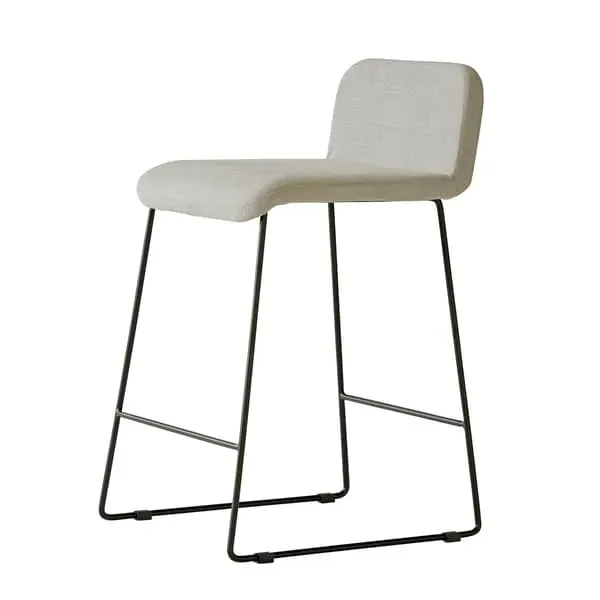 Bar Stool with Low Profile - Grey, Fabric image