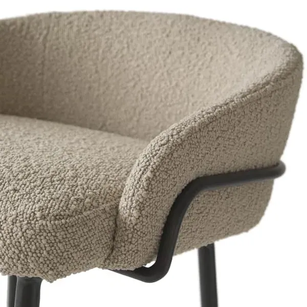 Bar Stool with Metal Frame - Bronze, Boucle