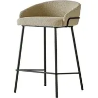 Bar Stool with Metal Frame - Bronze, Boucle