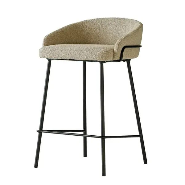 Bar Stool with Metal Frame - Bronze, Boucle image