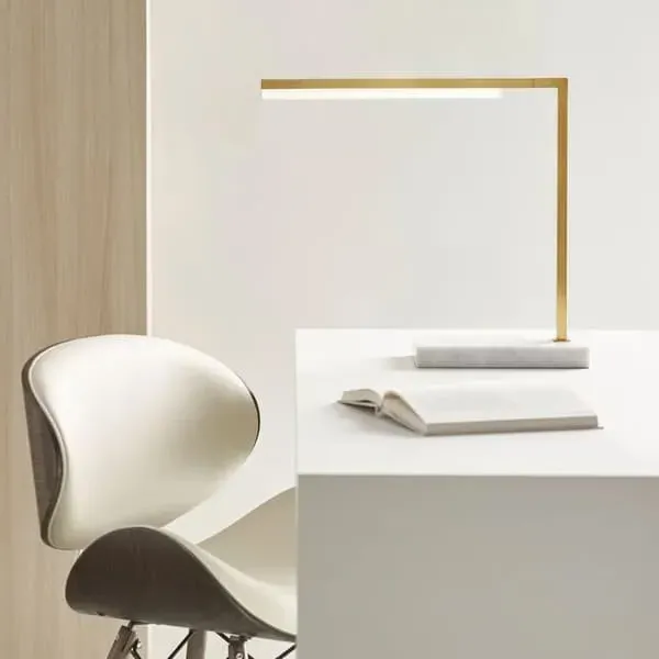Bauhaus Desk Lamp with LED - Brass, Marble