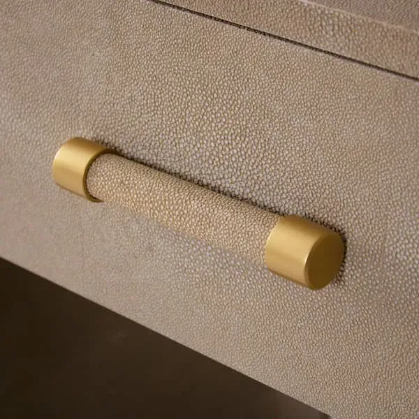 Bedside Table with Drawer - Cream, Faux Shagreen