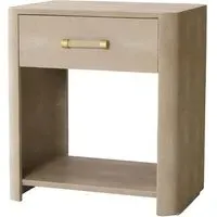 Bedside Table with Drawer - Cream, Faux Shagreen