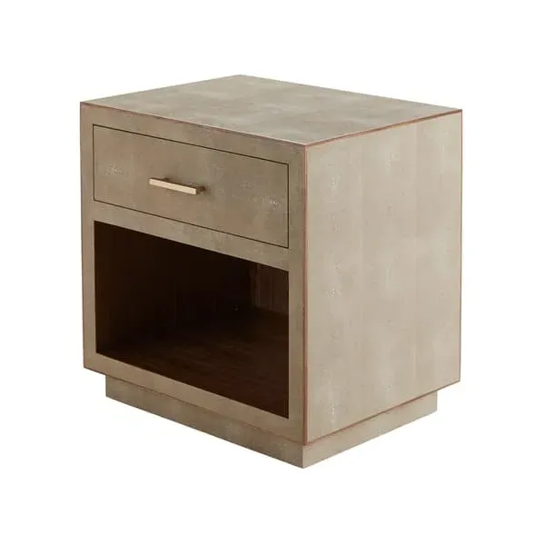 Bedside Table with Drawer - Cream, Faux Shagreen