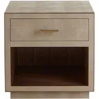 Bedside Table with Drawer - Cream, Faux Shagreen