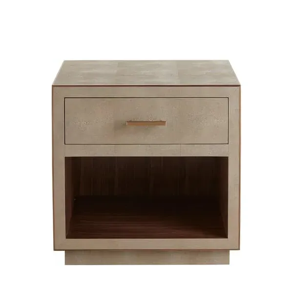 Bedside Table with Drawer - Cream, Faux Shagreen image