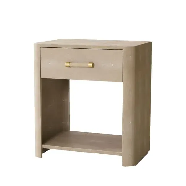 Bedside Table with Drawer - Cream, Faux Shagreen image