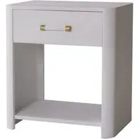 Bedside Table with Drawer - White, Faux Shagreen