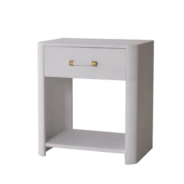 Bedside Table with Drawer - White, Faux Shagreen image