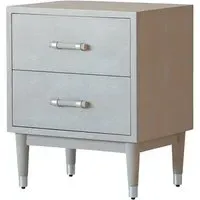 Bedside Table with Faux Shagreen - Cream