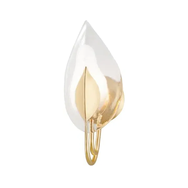 Blossom Wall Light with Glass Petal - Gold
