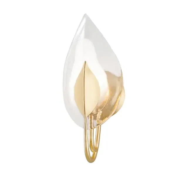 Blossom Wall Light with Glass Petal - Gold image