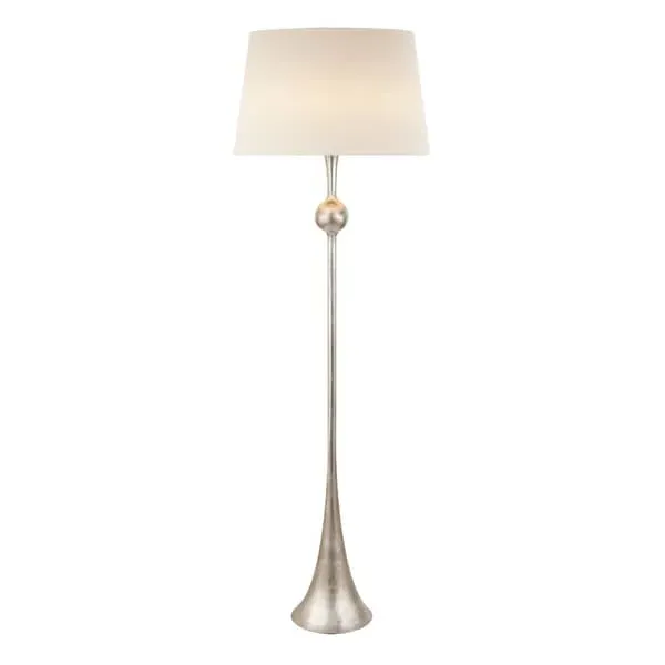 Burnished Floor Lamp with Shade - Silver, Linen image