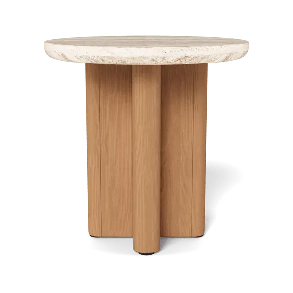 Caicos Side Table Crisscross Base - Teak, Aluminum