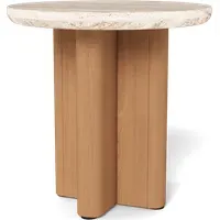 Caicos Side Table Crisscross Base - Teak, Aluminum