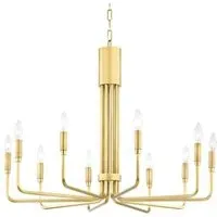 Candelabra Chandelier with U-Shaped Arms - Brass, Metal