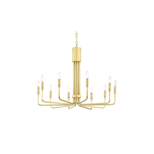 Candelabra Chandelier with U-Shaped Arms - Brass, Metal image