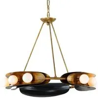 Chandelier with Glass Diffusers - Black, Brass