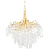 Chandelier with Glass Drops - Gold, Metal