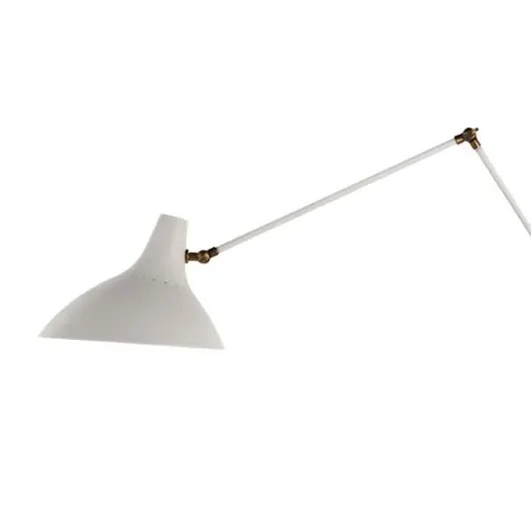 Charlton Floor Lamp with Brass Fixings - White, Plaster