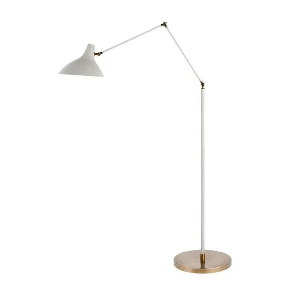Charlton Floor Lamp with Brass Fixings - White, Plaster image
