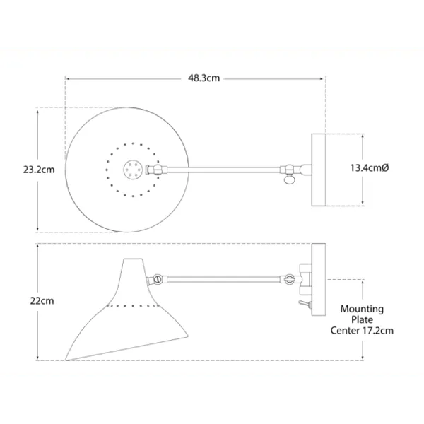 Charlton Sleek Wall Light - Brass, Metal