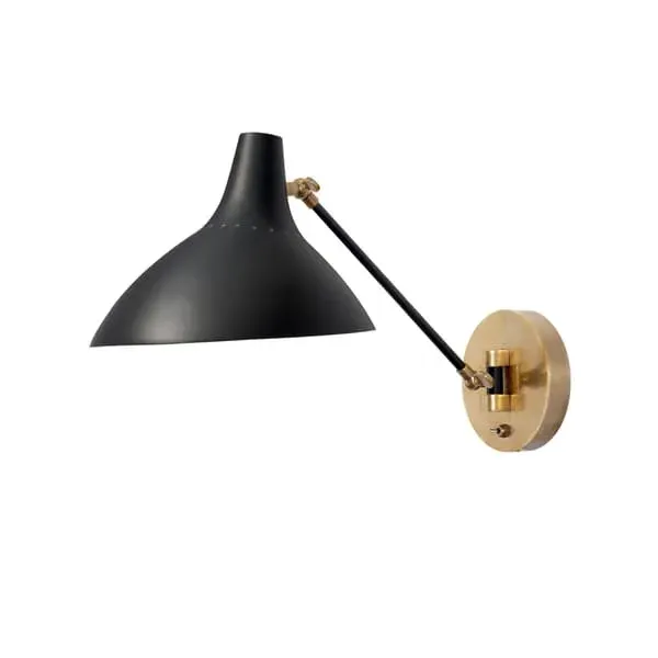 Charlton Wall Light - Black, Antique Brass image