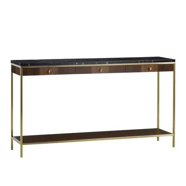 Chester Console Table - Brass, Walnut Veneer image
