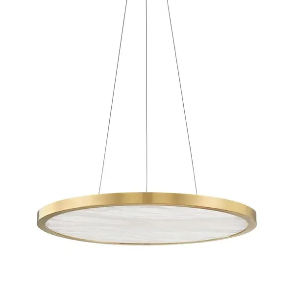 Circular Pendant Light - Brass, Alabaster Stone