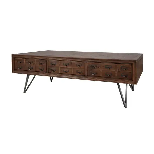 Coffee Table with 3 Drawers - Reclaimed Wood