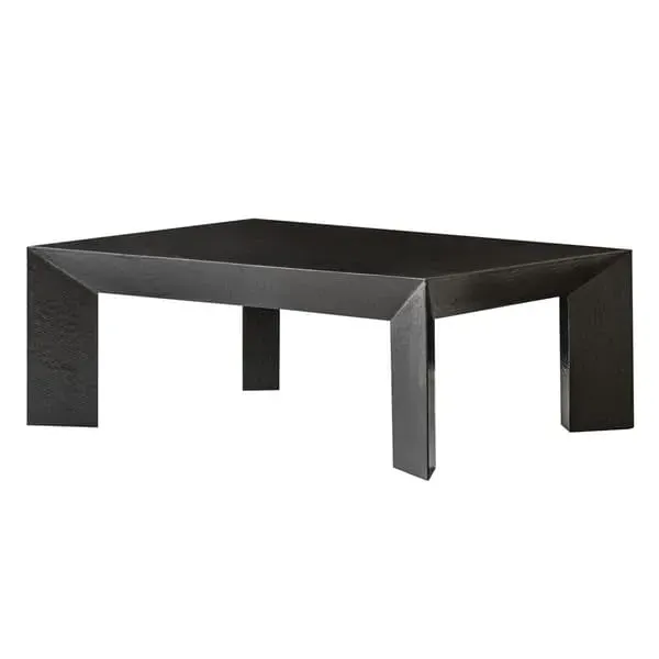 Coffee Table with Bamboo Weave - Black, Lacquer image